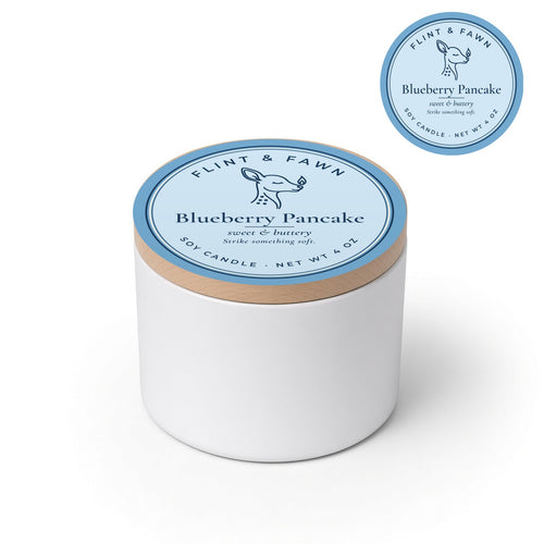 Blueberry Pancake soy candle 4 oz tin, Flint & Fawn
