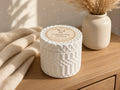 Cashmere Hug soy candle 7 oz white faceted jar, Flint & Fawn