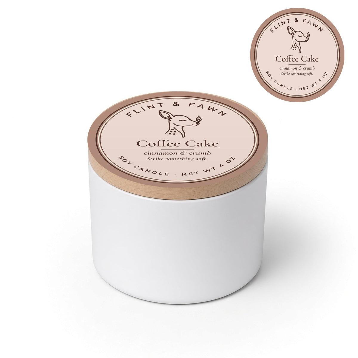 Coffee Cake soy candle 4 oz tin, Flint & Fawn